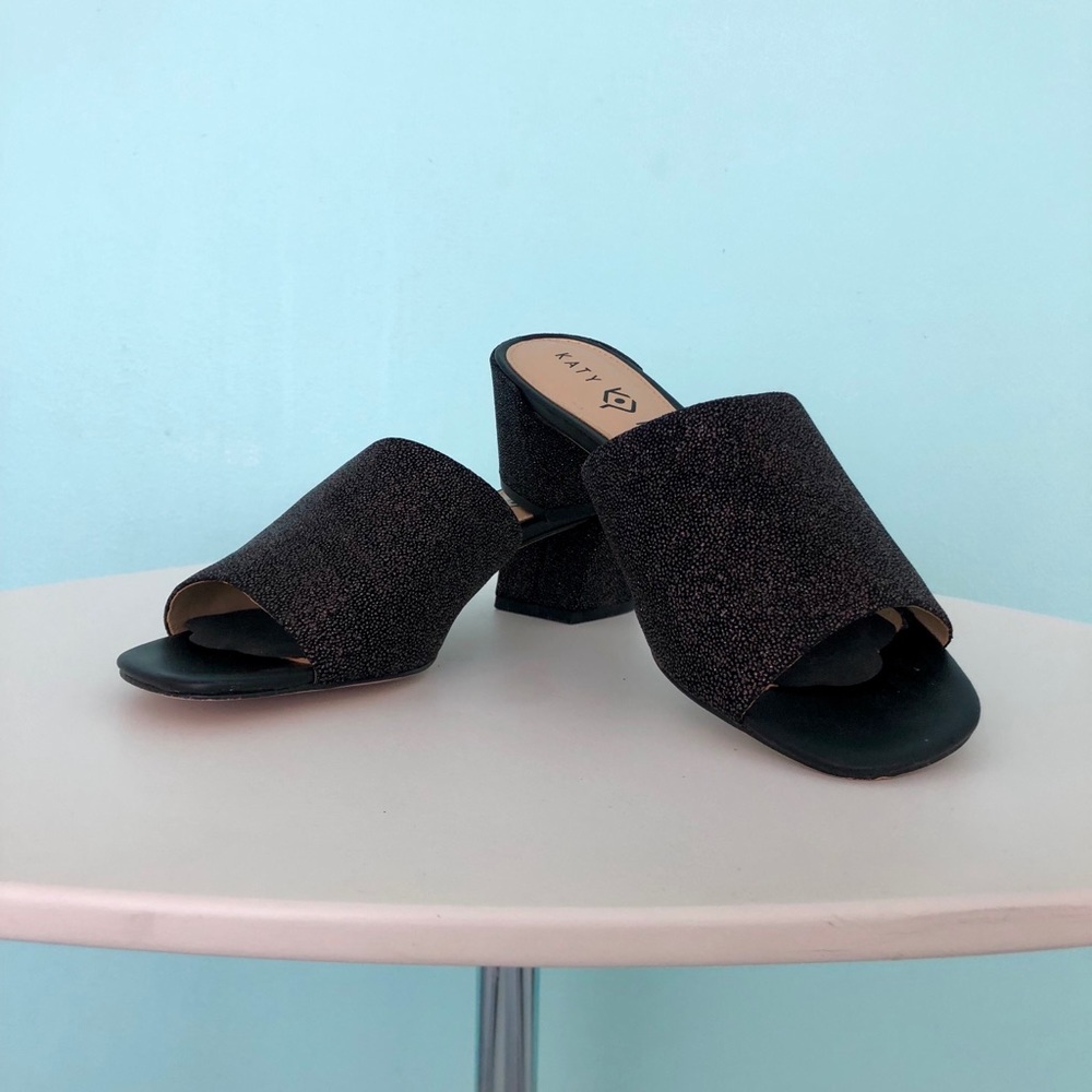 Black slides with sparkle by Katy Perry